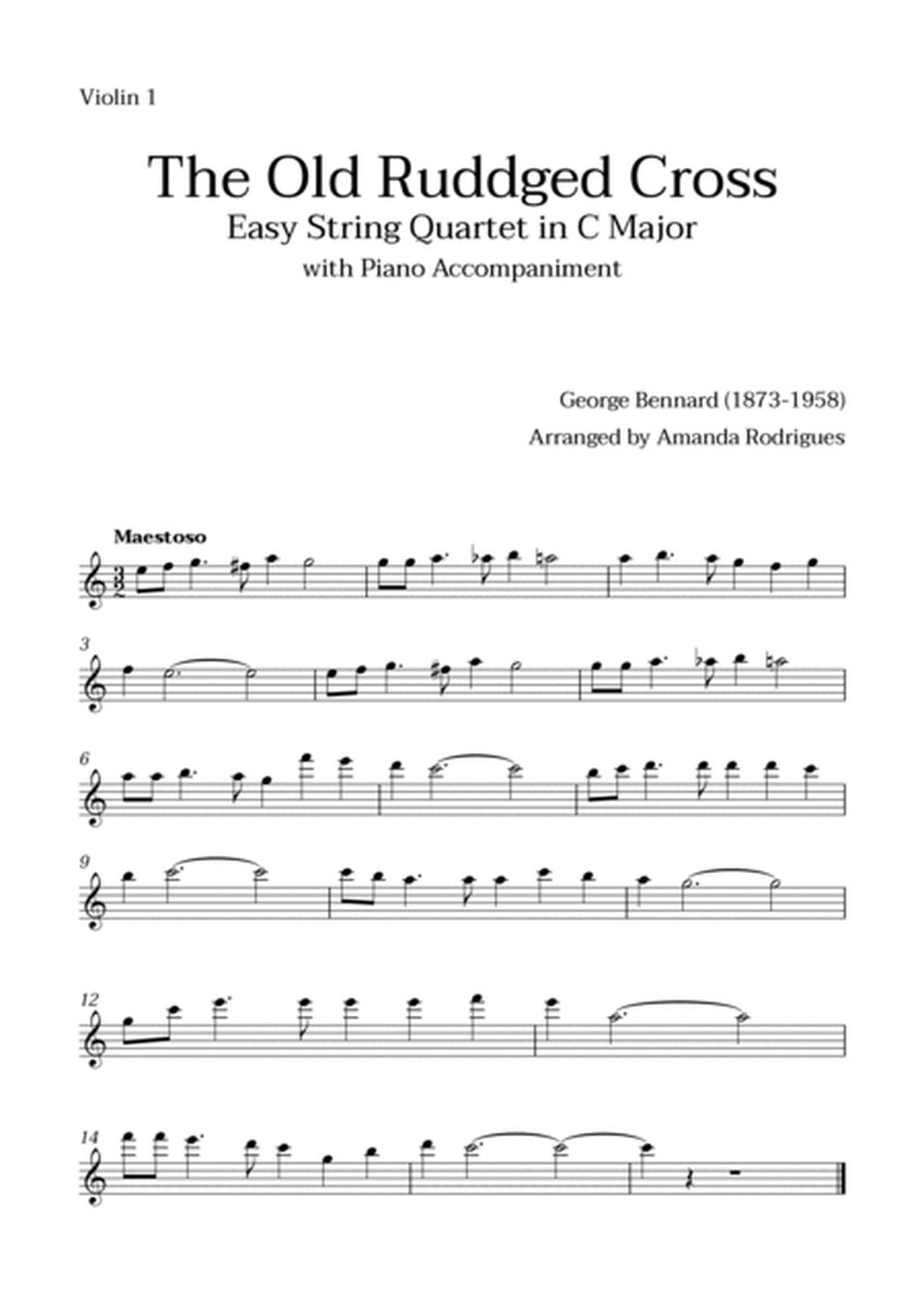 The Old Rugged Cross in C Major - Easy String Quartet with Piano Accompaniment image number null