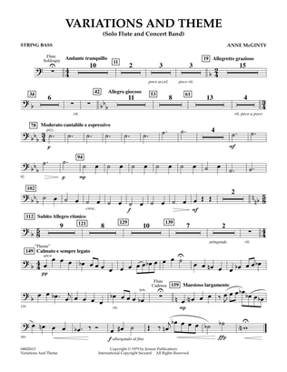 Book cover for Variations And Theme (for Flute Solo And Band) - String Bass