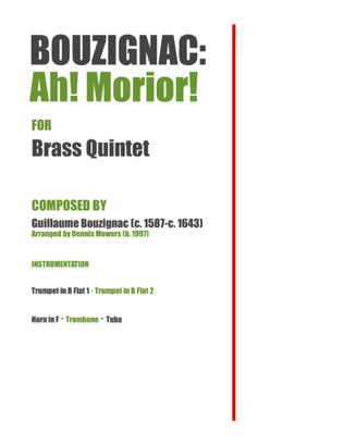 Book cover for "Ah! Morior!" for Brass Quintet - Guillaume Bouzignac