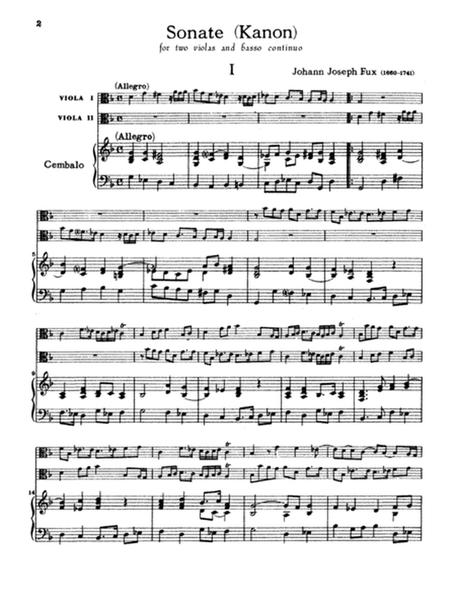 Sonata (Canon) for Two Violas and Basso Continuo