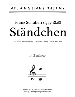 Book cover for SCHUBERT: Ständchen, D. 957 no. 4 (transposed to B minor, B-flat minor, and A minor)