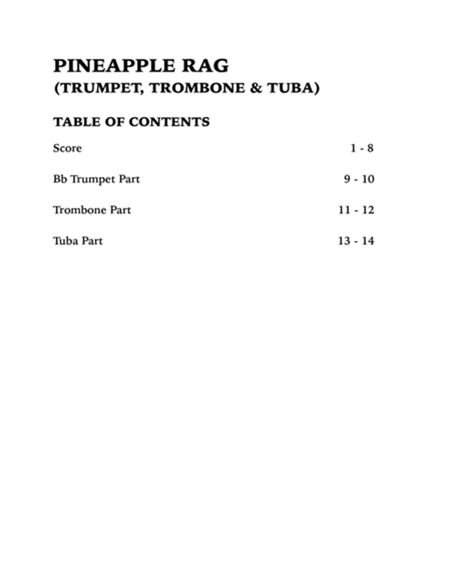 Pineapple Rag (Brass Trio): Trumpet, Trombone and Tuba image number null