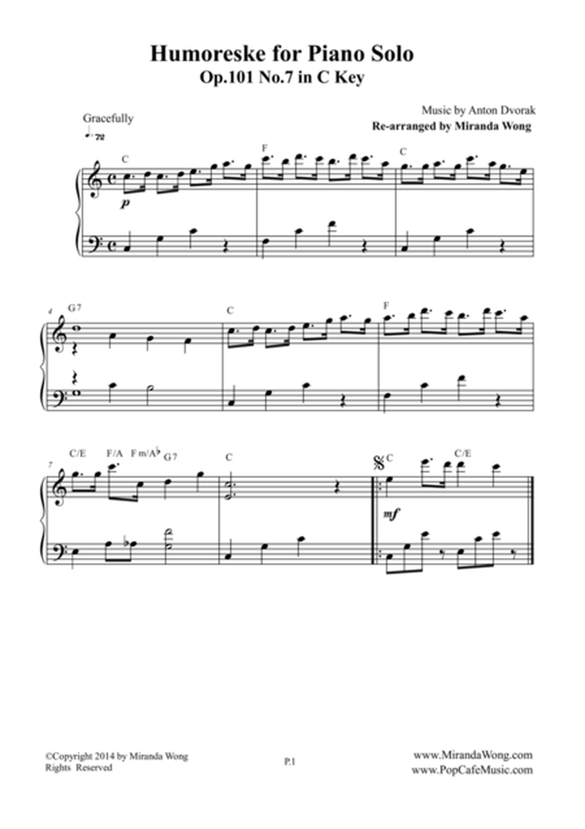 Humoreske Op.101 No.7 - Piano Solo in C Key by Antonin Dvorak Piano Method - Digital Sheet Music