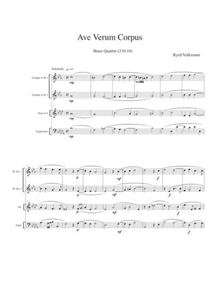 Book cover for Ave Verum Corpus - William Byrd - brass quartet
