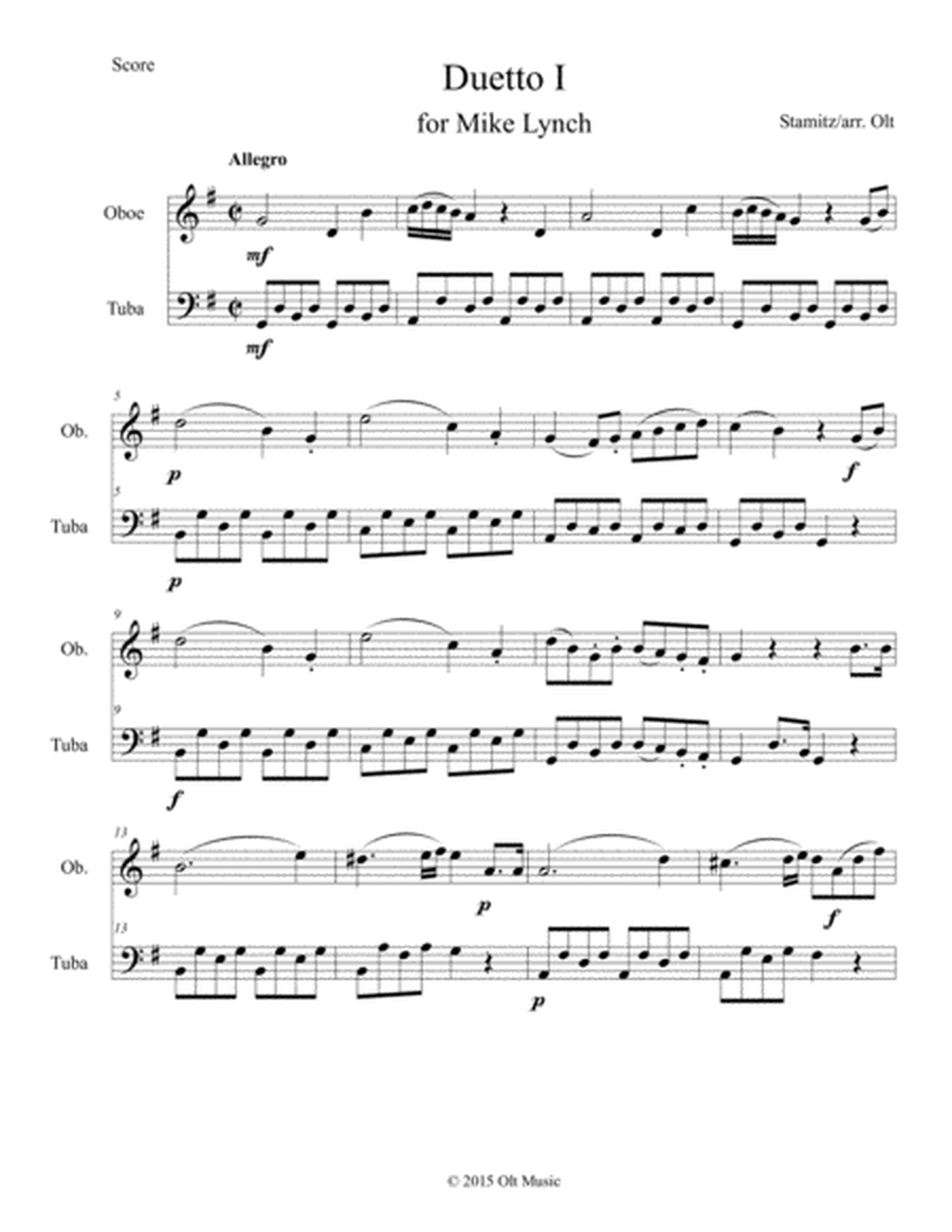 Duetto No. 1 arranged for oboe and tuba duet image number null