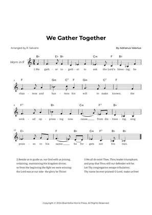We Gather Together - F Horn