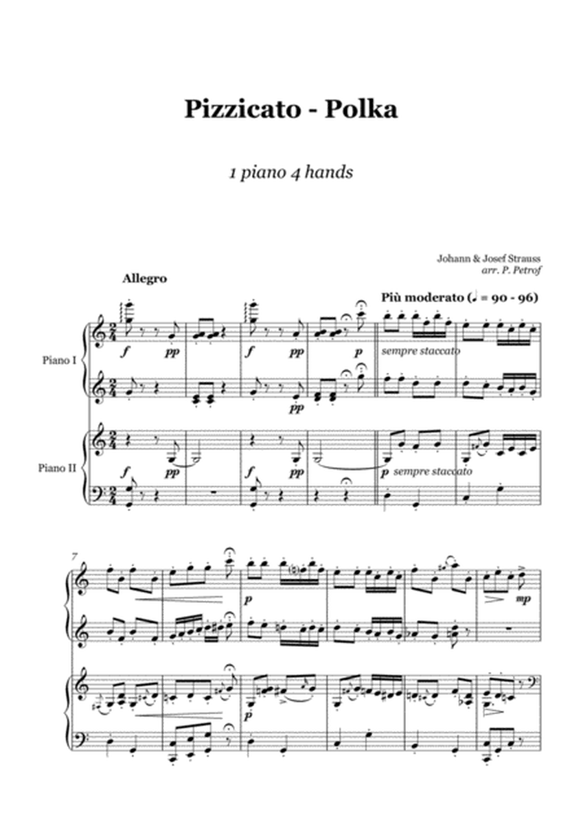 J. Straus - PIZZICATO POLKA - 1 piano 4 hands, score and parts image number null