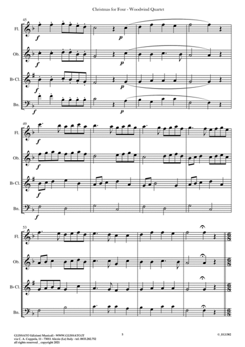 Christmas For Four - Medley for Woodwind Quartet (score & parts) image number null