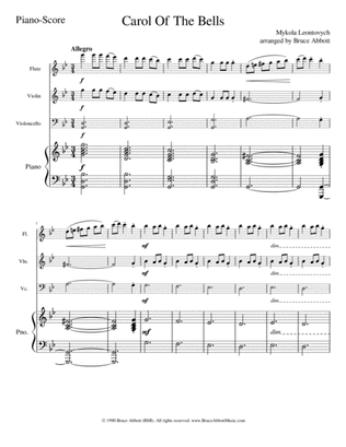 Book cover for Carol Of The Bells (for Flute, Violin, Cello & Piano)