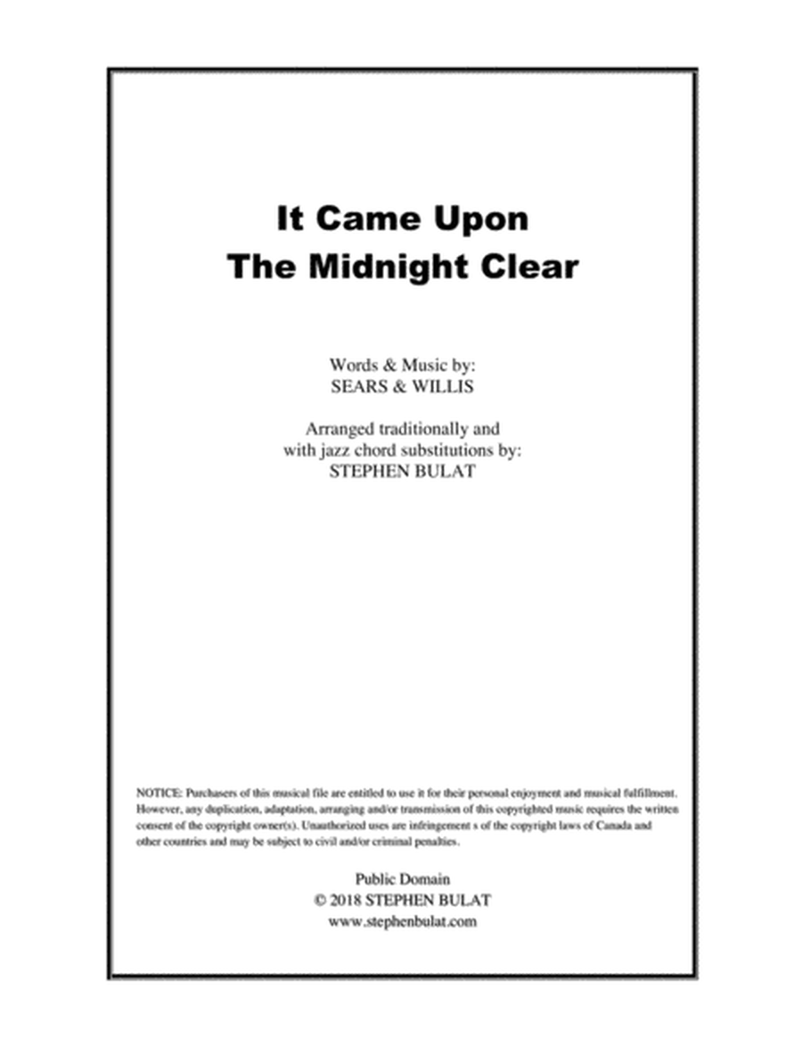 It Came Upon The Midnight Clear - Lead sheet arranged in traditional and jazz style (key of Bb)