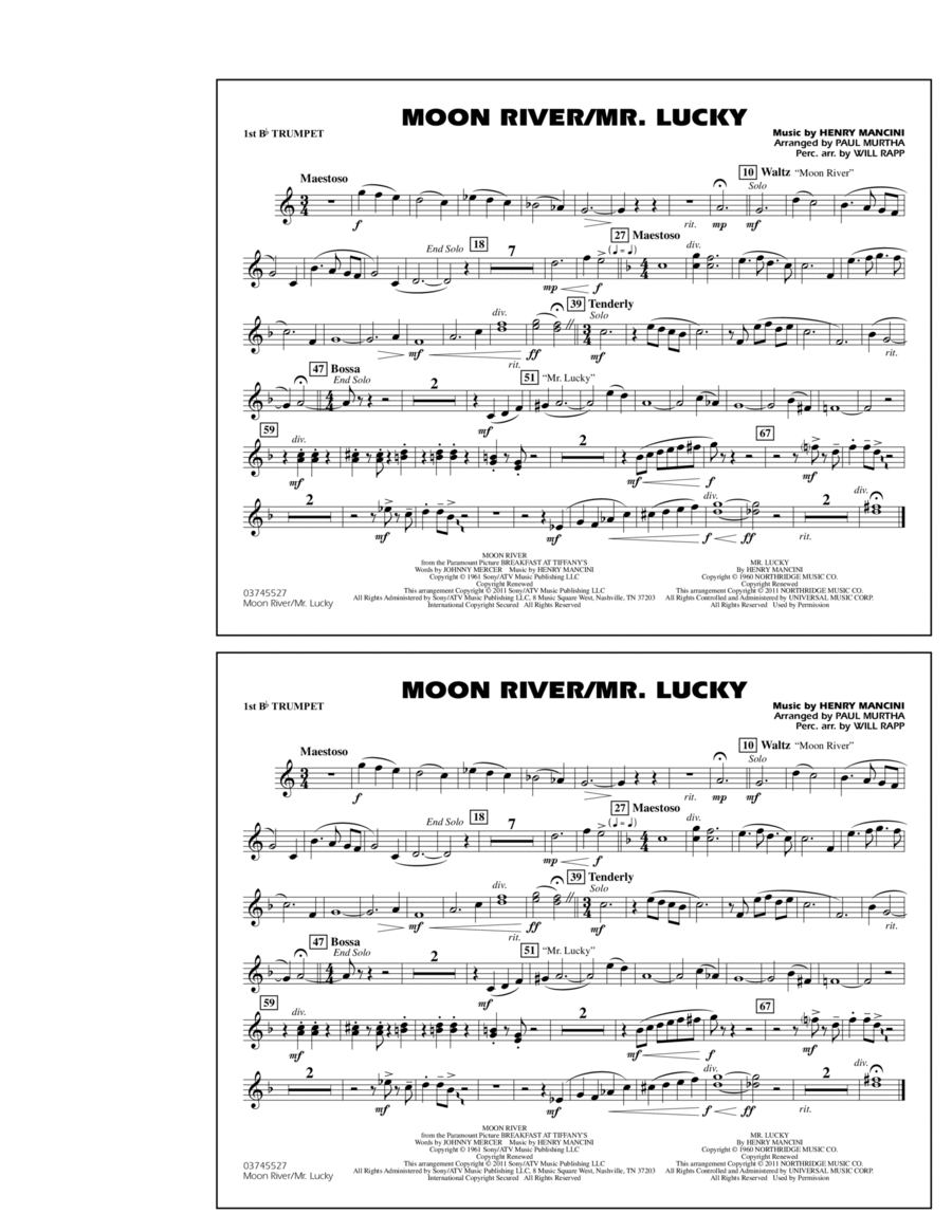 Moon River/Mr. Lucky - 1st Bb Trumpet