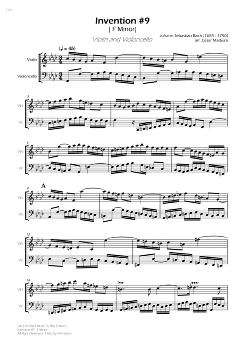Invention No.9 in F Minor - Violin and Cello (Full Score and Parts) image number null