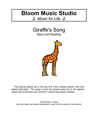 Book cover for Giraffe's Song Bass Clef Study (Alphanotes & Standard Notation)