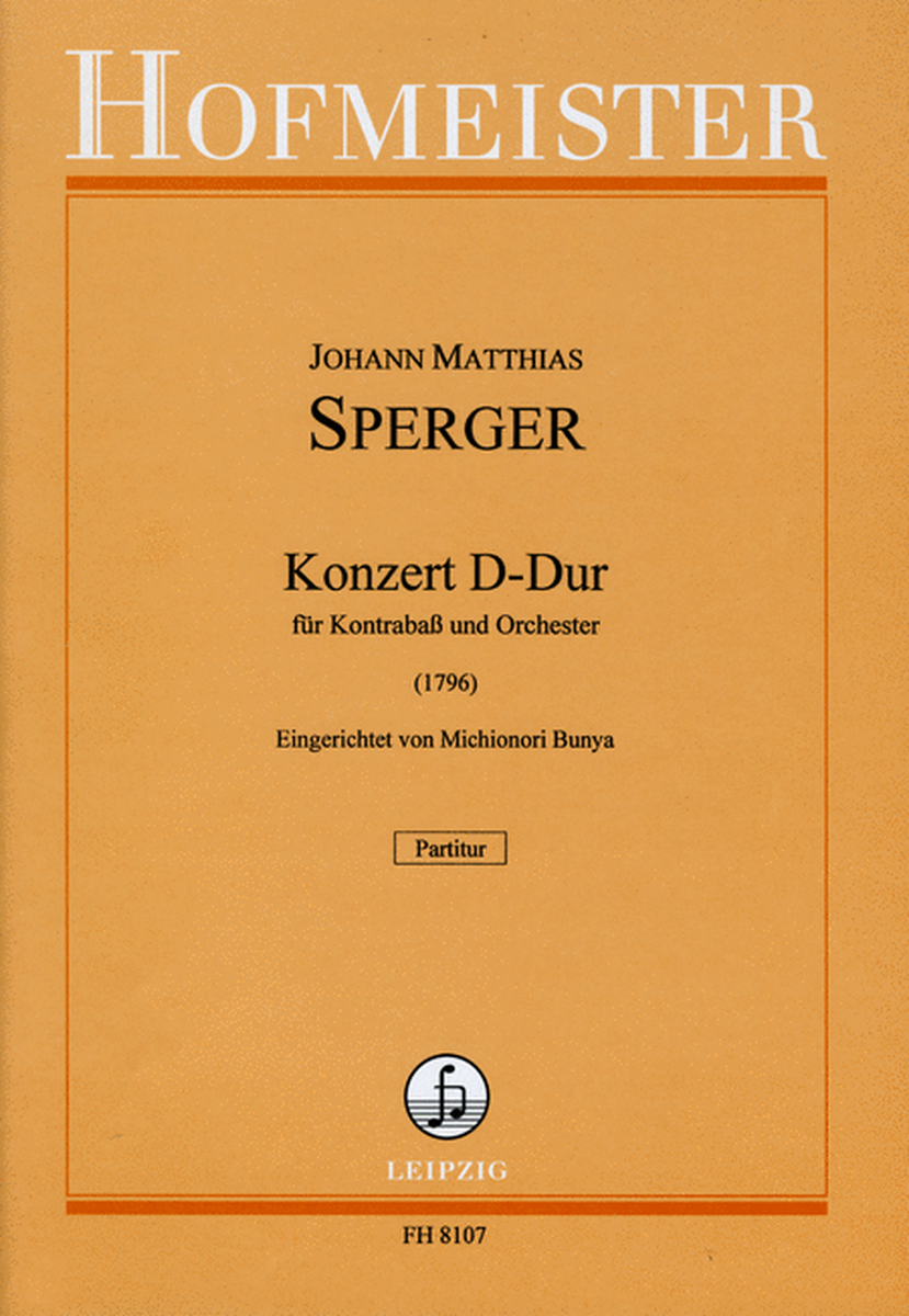 Konzert Nr. 15 D-Dur fur Kontrabass und Orchester/ Partitur