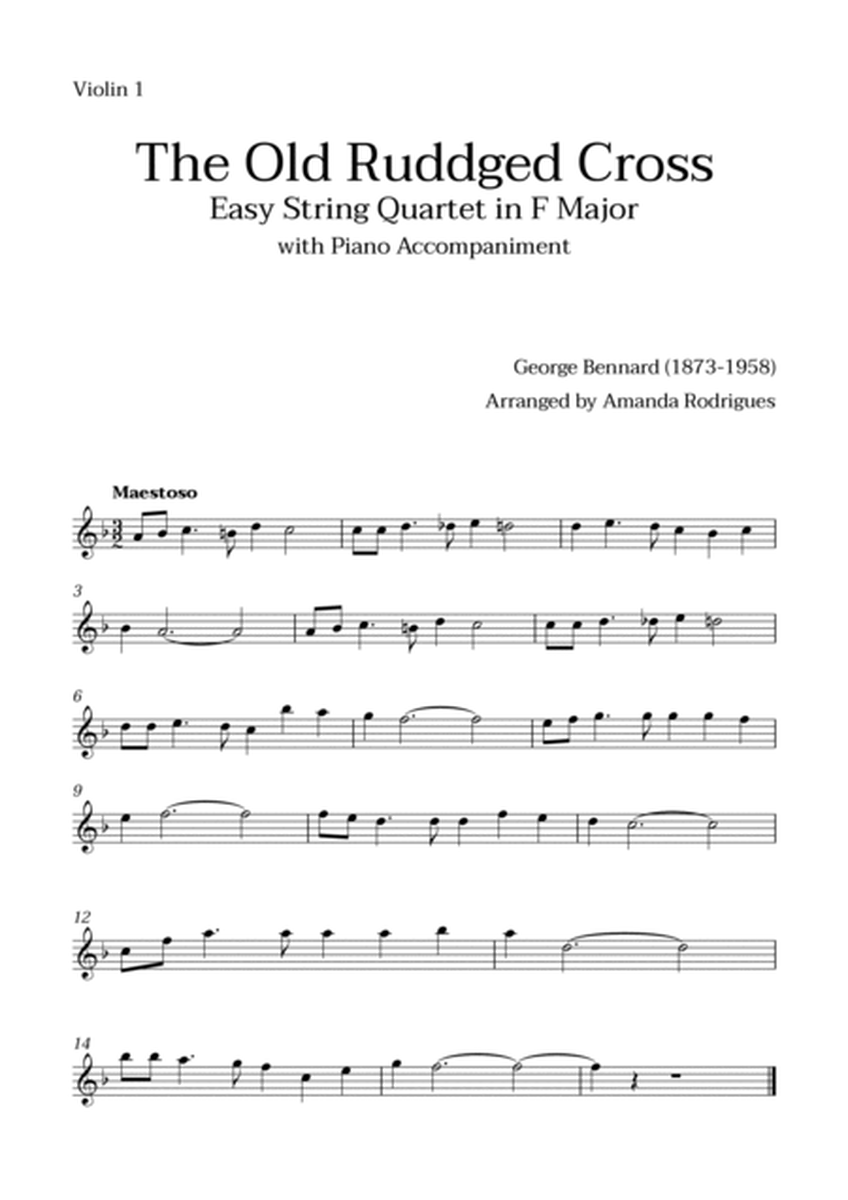 The Old Rugged Cross in F Major - Easy String Quartet with Piano Accompaniment image number null