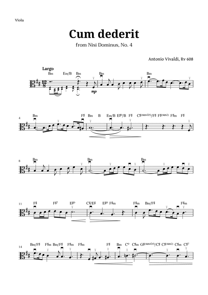 Cum dederit of Vivaldi for Viola and Chords image number null