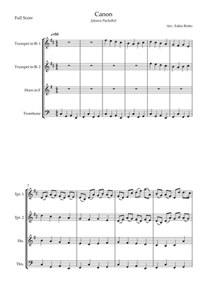 Canon - Johann Pachelbel (Wedding/Reduced Version) for Brass Quartet
