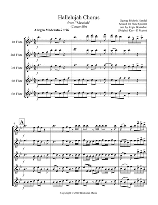 Book cover for Hallelujah (from "Messiah") (Bb) (Flute Quintet)