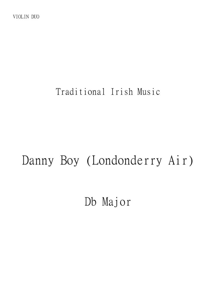 Danny Boy (Londonderry Air) for Violin Duo in Db major. Early intermediate. image number null