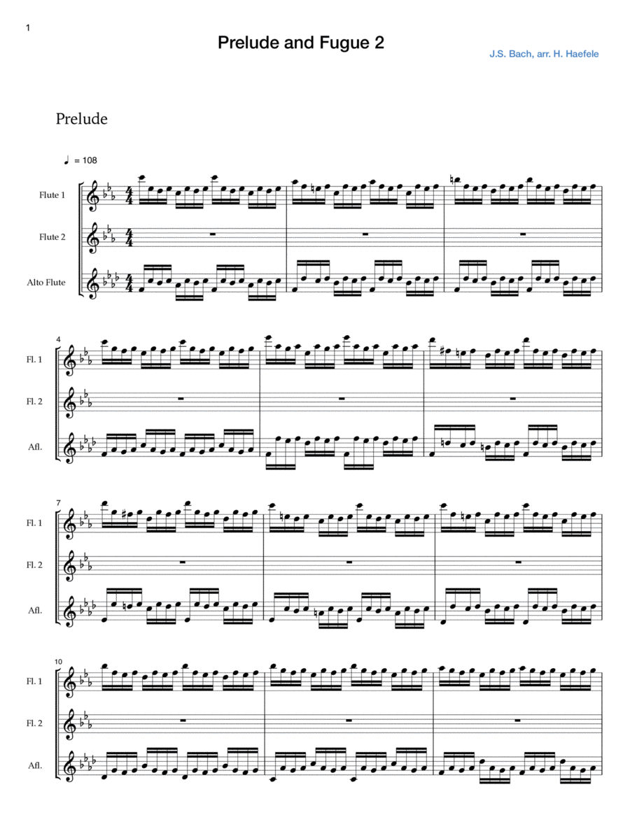 Prelude and Fugue 2 for Mixed Flute Trio image number null