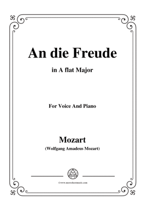 Book cover for Mozart-An die freude,in A flat Major,for Voice and Piano