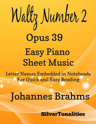 Book cover for Waltz Number 2 Opus 39 Easy Piano Sheet Music