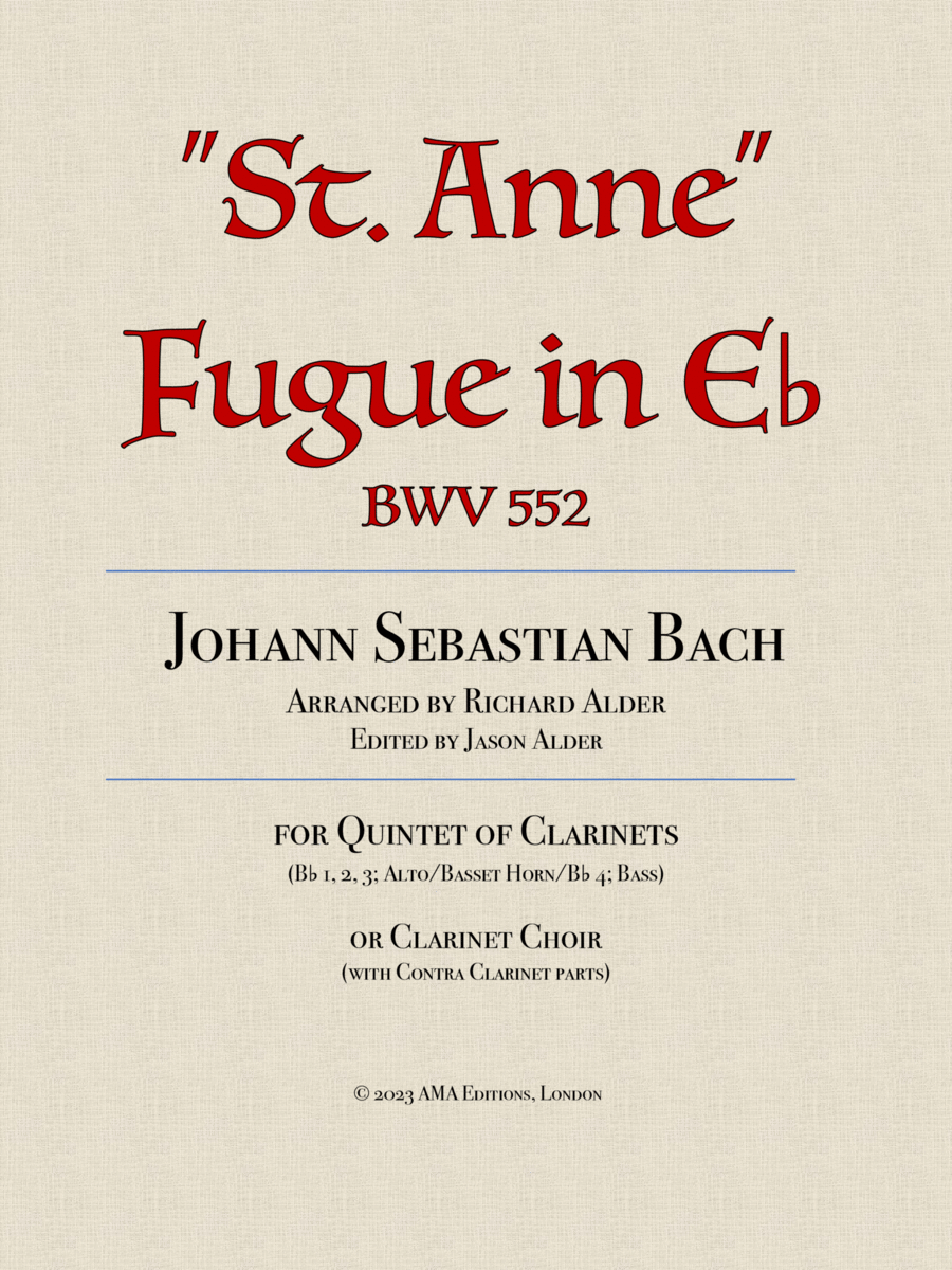 "St Anne" Fugue in E-flat BWV 552 for clarinet choir image number null