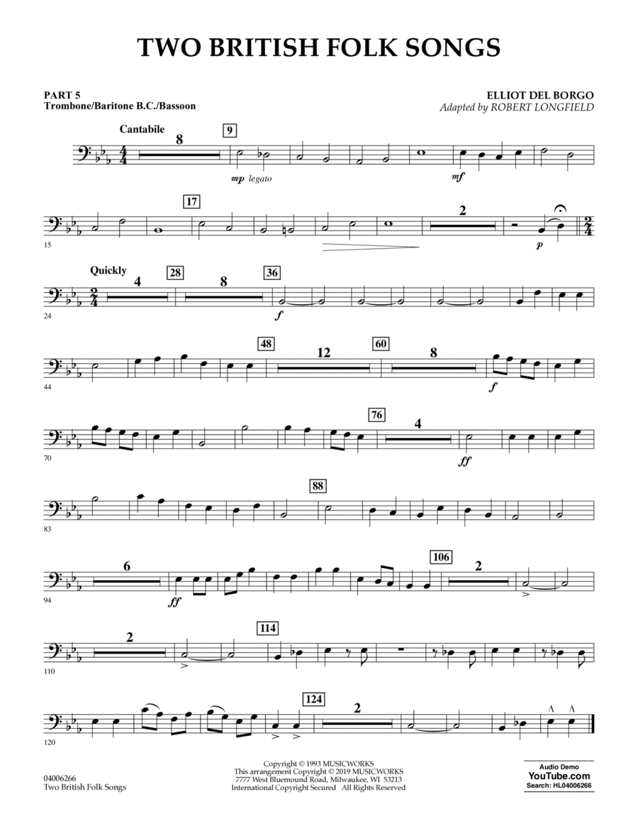Two British Folk Songs (arr. Robert Longfield) - Pt.5 - Trombone/Bar. B.C./Bsn.