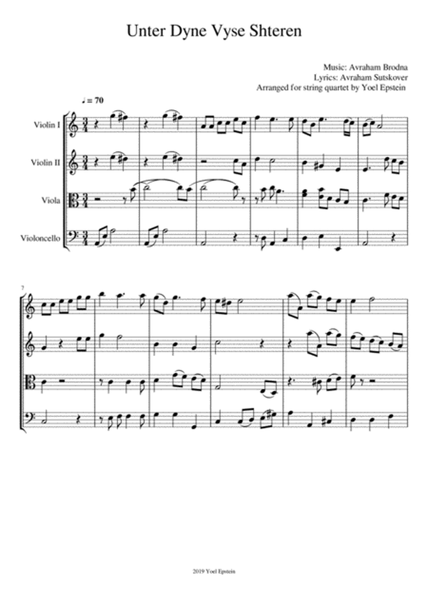 Unter Dyne Vyse Shteren (Under the Starry Sky) - Holocaust song arranged for string quartet image number null