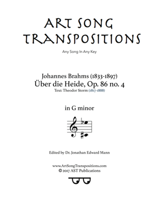 BRAHMS: Über die Heide, Op. 86 no. 4 (transposed to G minor)
