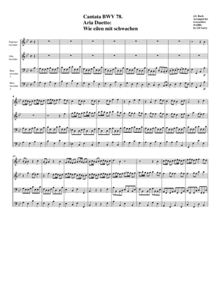 Book cover for Wie eilen mit schwachen from cantata BWV 78 (arrangement for 4 recorders)