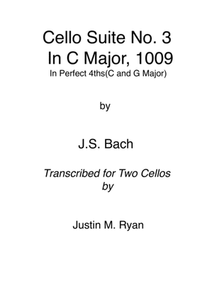 Book cover for Cello Suite No. 3, BWV 1009: 1-6 in Perfect 4ths(C and G Major)