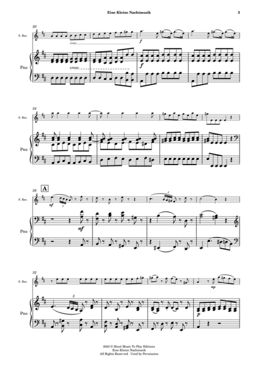 Eine Kleine Nachtmusik (1 mov.) - Soprano Recorder and Piano (Full Score and Parts) image number null