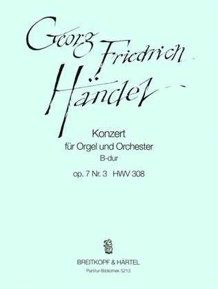 Book cover for Organ Concerto (No. 9) in B flat major Op. 7/3 HWV 308