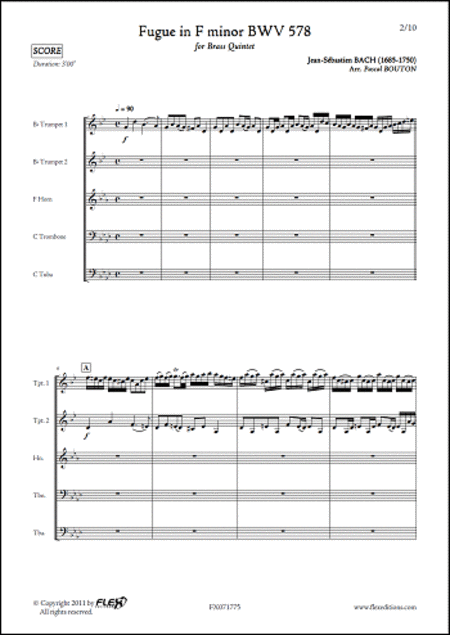 Fugue in F minor - BWV 578