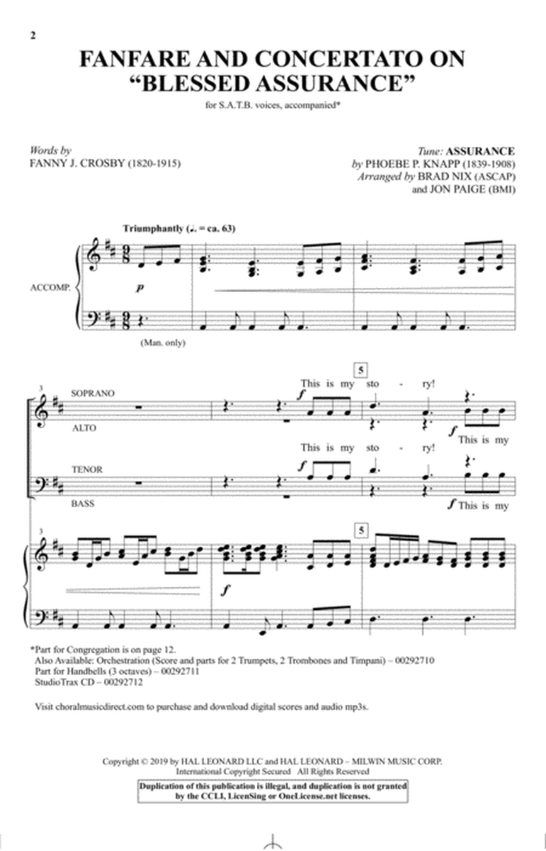 Fanfare And Concertato On "Blessed Assurance" (arr. Brad Nix & Jon Paige)