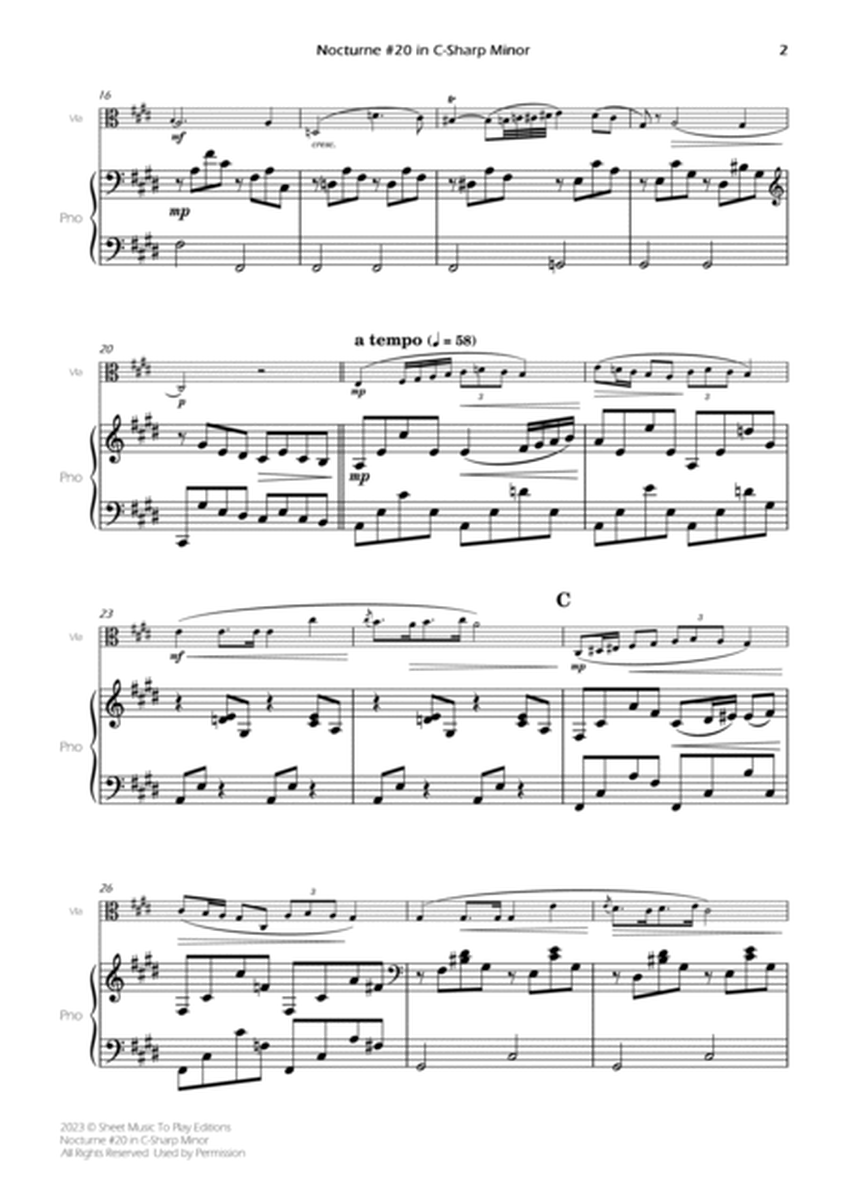 Nocturne No.20 in C-Sharp minor - Viola and Piano (Full Score) image number null