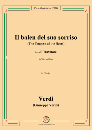 Book cover for Verdi-Il balen del suo sorriso(The Tempest of the Heart),in F Major,from 'Il Trovatore',for Voice an
