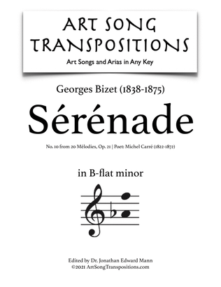Book cover for BIZET: Sérénade, Op. 21 no. 10 (transposed to B-flat minor)