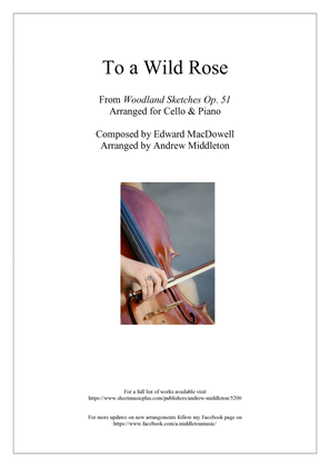 Book cover for To A Wild Rose arranged for Cello and Piano