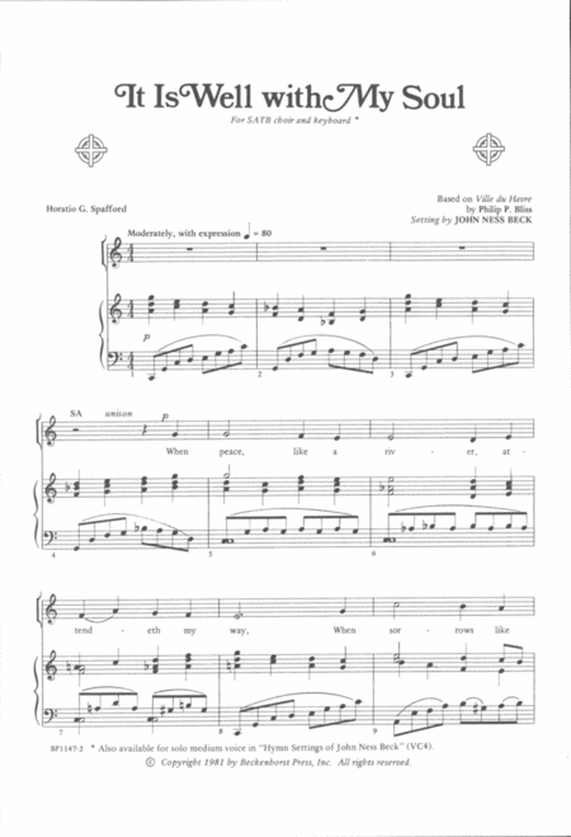 It Is Well With My Soul by John Ness Beck 4-Part - Sheet Music