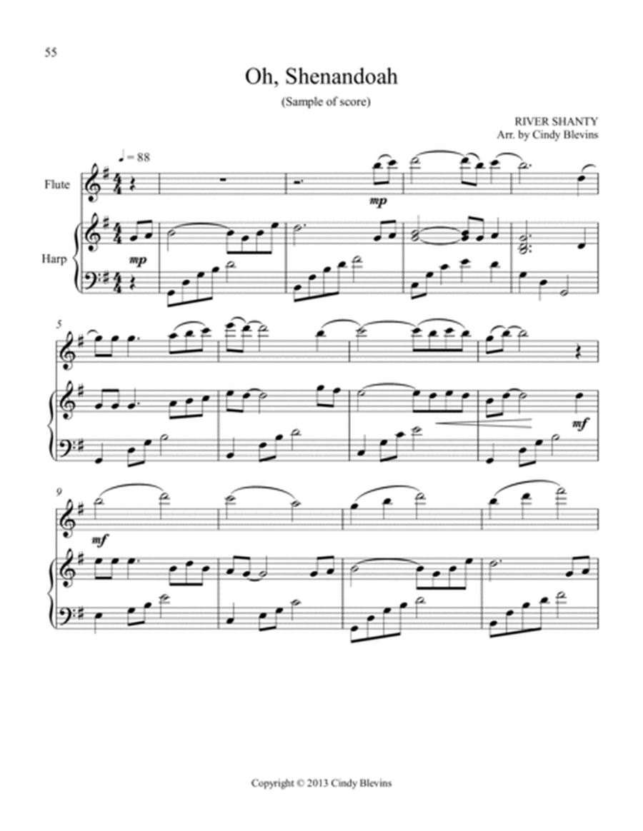 Harp and Flute (Play Folk Songs) (14 arrangements) by Various Flute - Digital Sheet Music