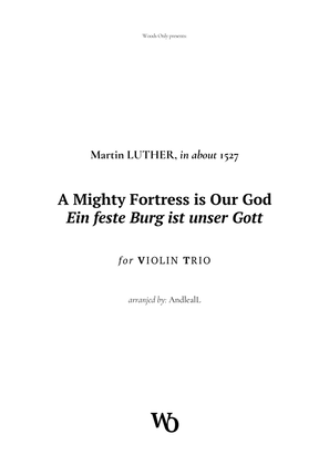 Book cover for A Mighty Fortress is Our God by Luther for Violin Trio