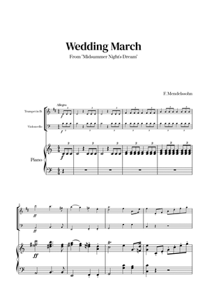 Book cover for Felix Mendelssohn - Wedding March From Midsummer Night's Dream for Trumpet in Bb, Cello and Piano