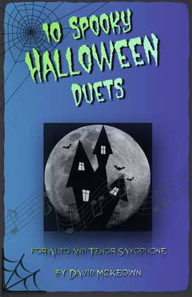 Book cover for 10 Spooky Halloween Duets for Alto and Tenor Saxophone