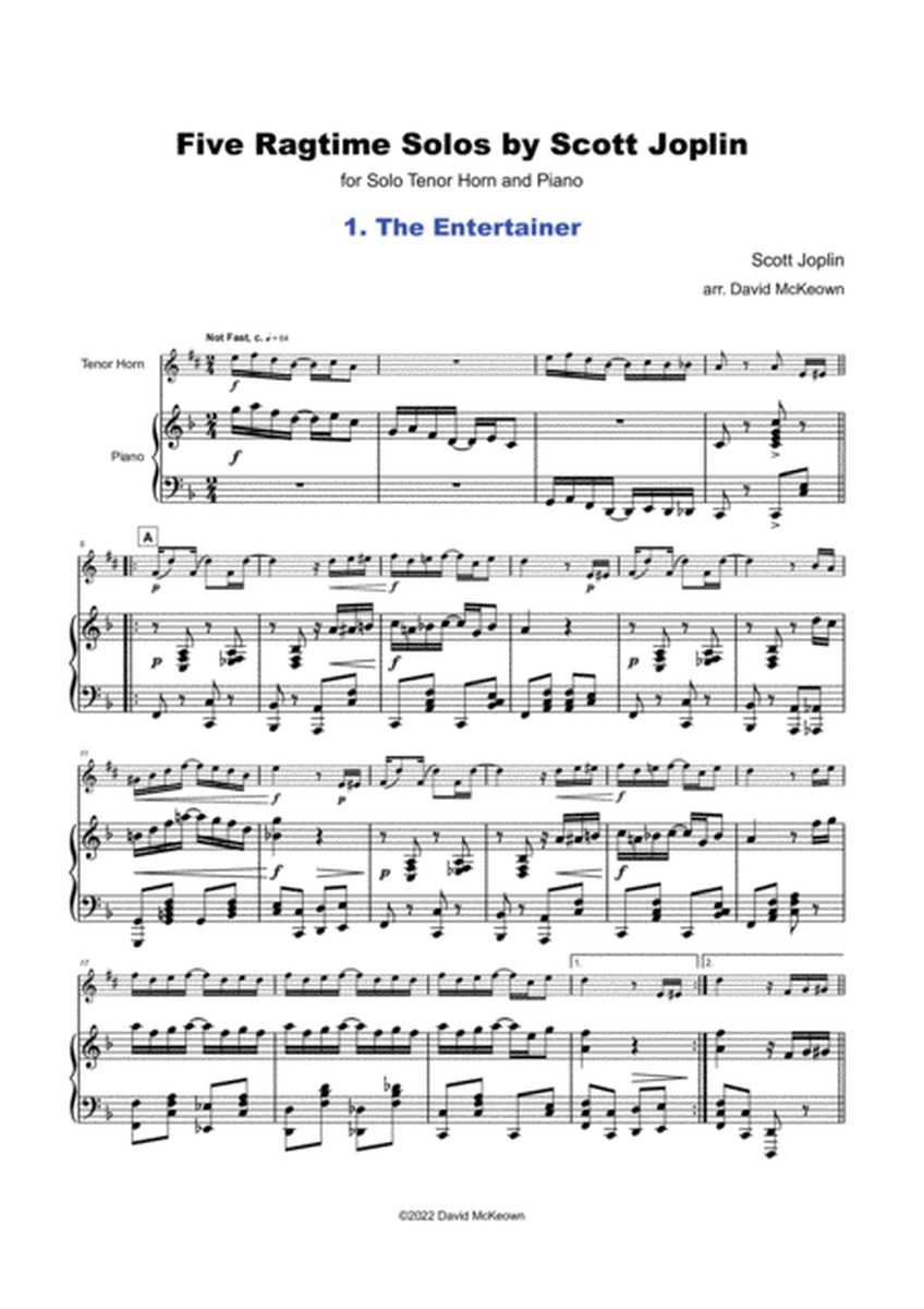 Five Ragtime Solos by Scott Joplin for Tenor Horn and Piano