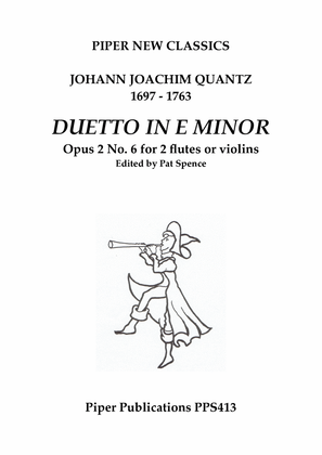 Book cover for J.J. QUANTZ: DUETTO IN E MINOR OPUS 2 No. 6 for 2 flutes or violins