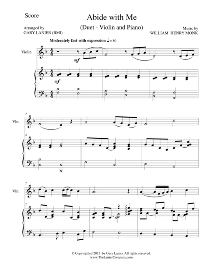 ABIDE WITH ME (Duet – Violin and Piano/Score and Parts) image number null