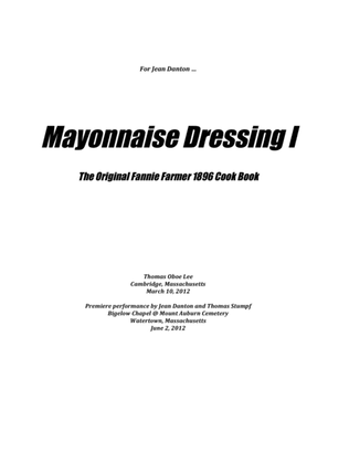 Book cover for Mayonnaise Dressing I (2012) for soprano and piano