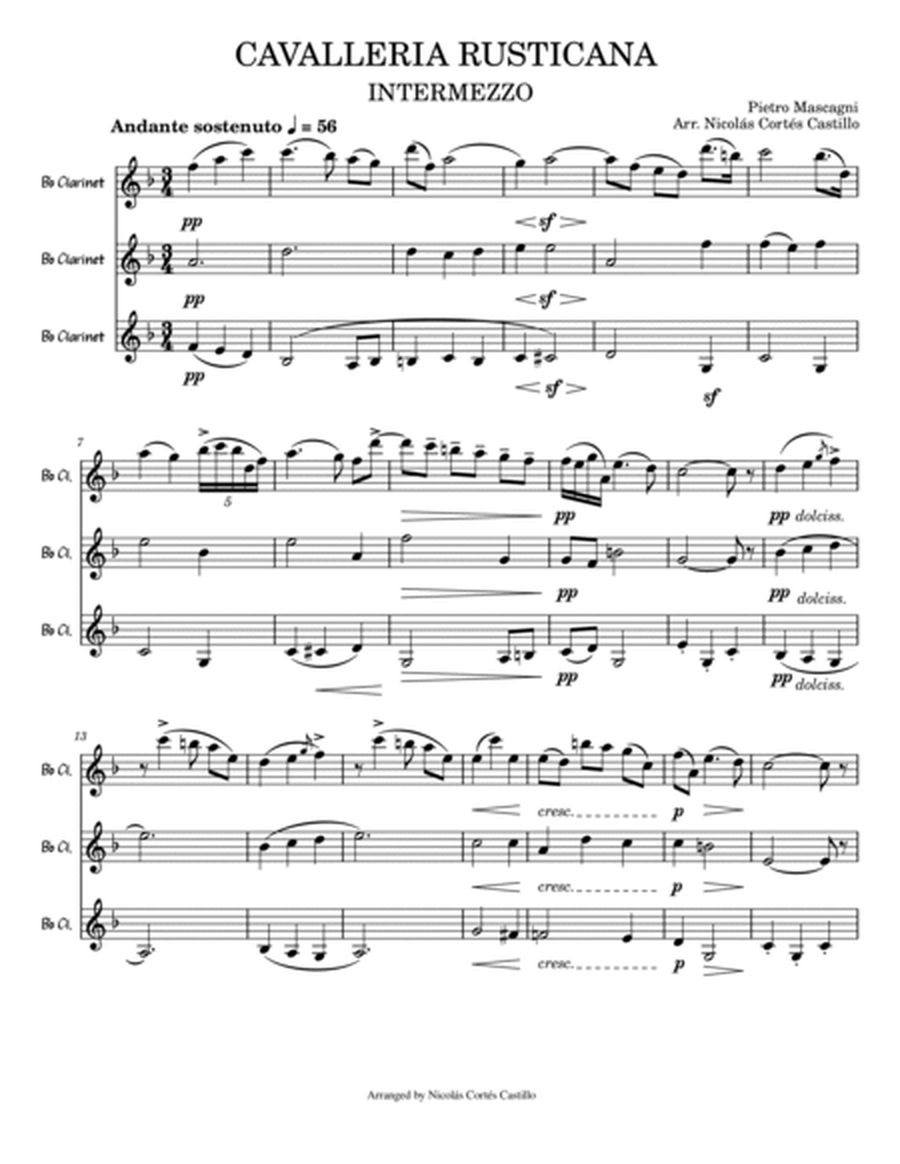 Intermezzo from Cavalleria Rusticana - Clarinet Trio image number null